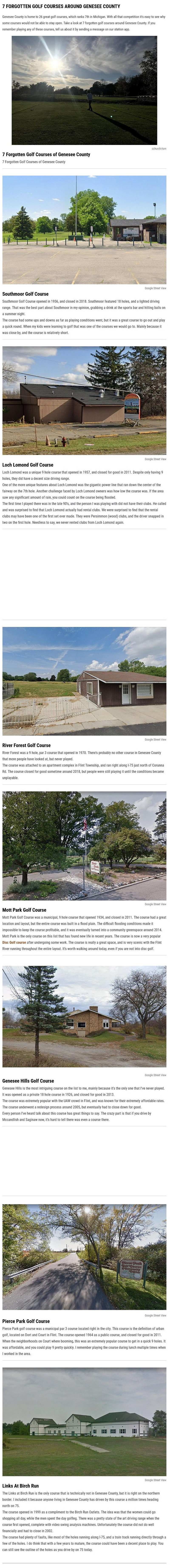 Mott Park Golf Course (Mott Park Disc Golf Course) - From Cars 108 Genesee County Closed Courses (newer photo)